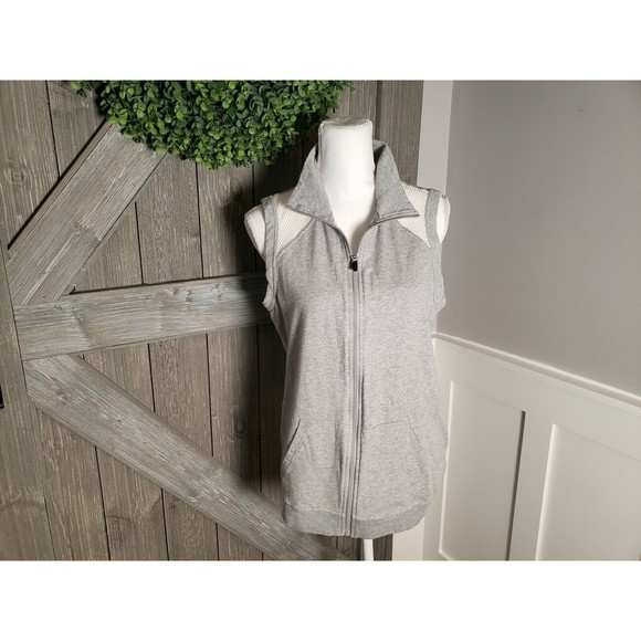 Fabletics Temecula Full Zip Vest Mesh Gray Sleeveless Women’s Size M - Picture 4 of 9